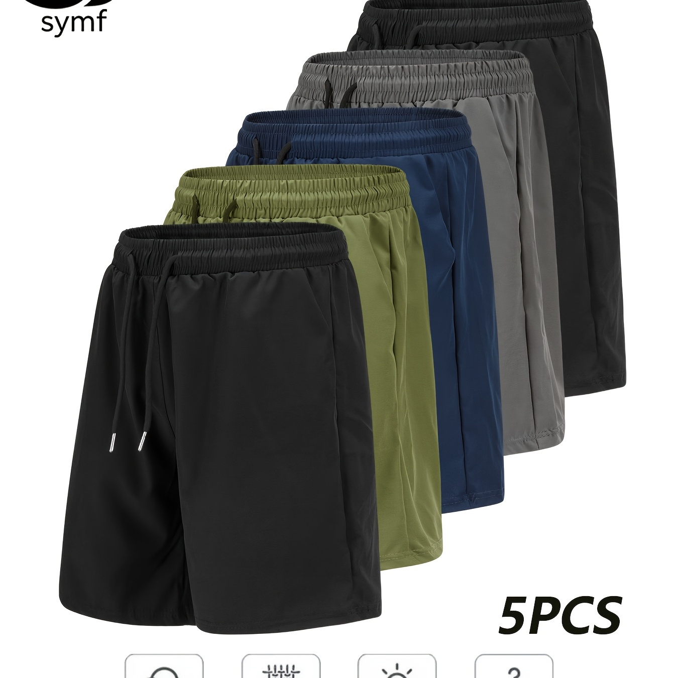 Lot de cinq shorts homme pour loisirs et entraînement
